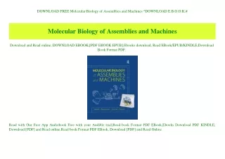 DOWNLOAD FREE Molecular Biology of Assemblies and Machines ^DOWNLOAD E.B.O.O.K.#