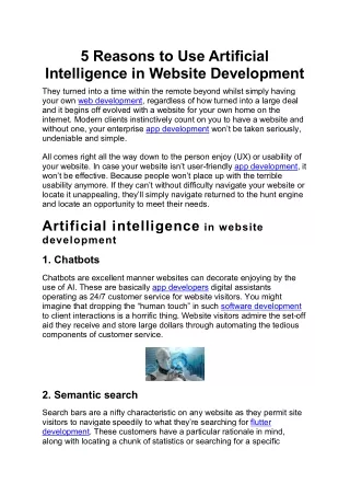 5 reasons to use artificial intelligence