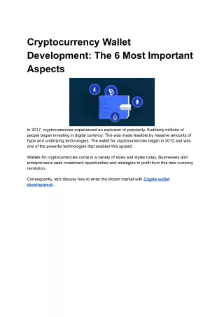 cryptocurrency wallet development the 6 most