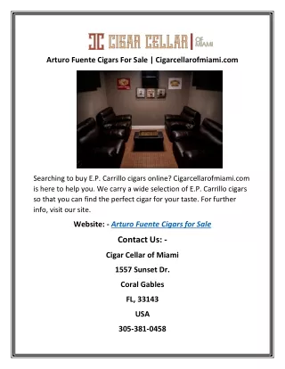 Arturo Fuente Cigars For Sale | Cigarcellarofmiami.com