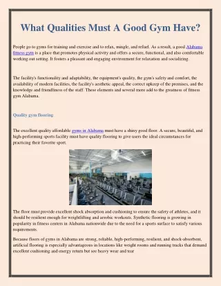 what qualities must a good gym have