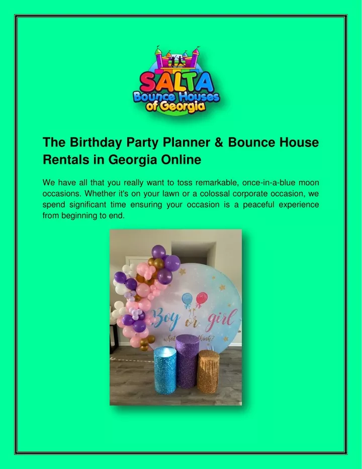 the birthday party planner bounce house rentals