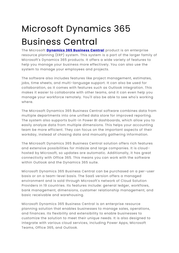 microsoft dynamics 365 business central