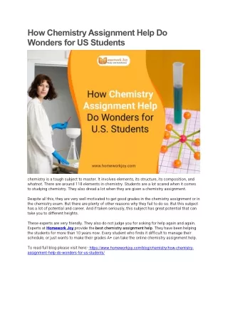 how chemistry assignment help do wonders