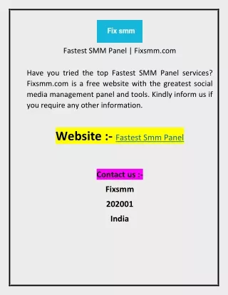 Fastest SMM Panel  Fixsmm