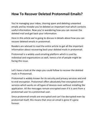 how to recover deleted protonmail emails