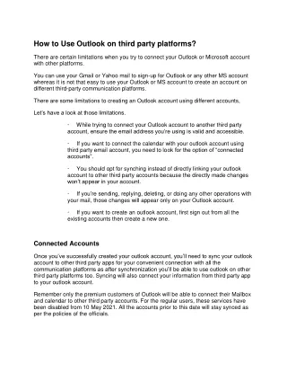 how to use outlook on third party platforms