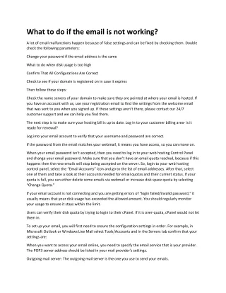 what to do if the email is not working