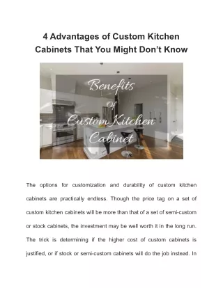 4 Advantages of Custom Kitchen Cabinets That You Might Don’t Know