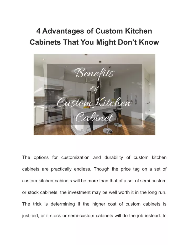 4 advantages of custom kitchen cabinets that