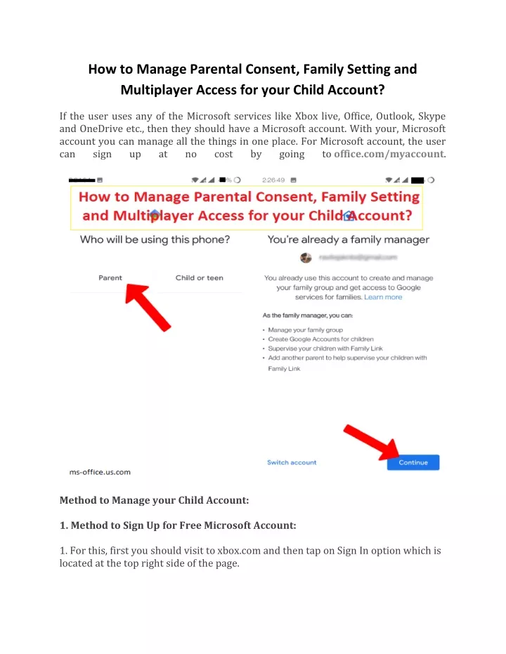 how to manage parental consent family setting