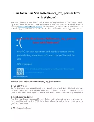 how to fix blue screen reference by pointer error