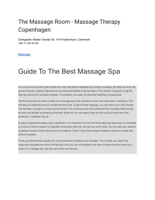 The Massage Room - Massage Therapy Copenhagen