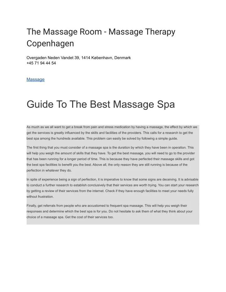 the massage room massage therapy copenhagen