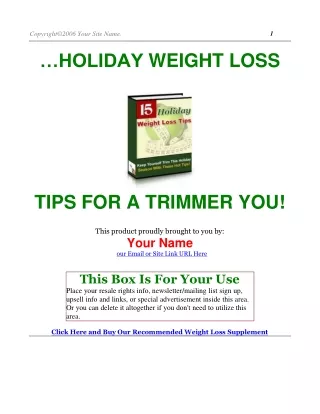 Holiday Weight Loss Tips