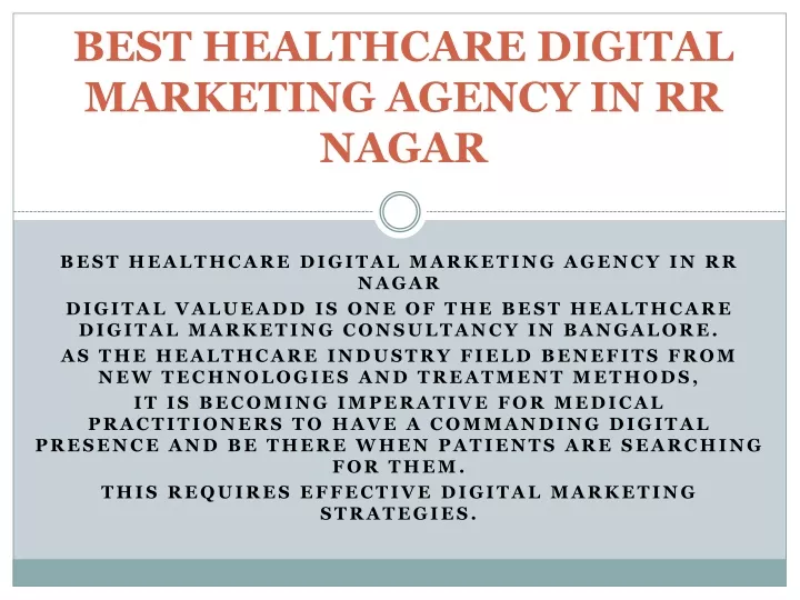 best healthcare digital marketing agency in rr nagar