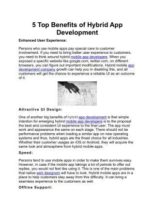 5 top benefits of hybrid app development