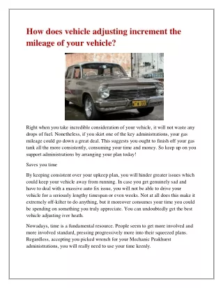 how does vehicle adjusting increment the mileage
