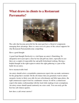 what draws in clients to a restaurant parramatta