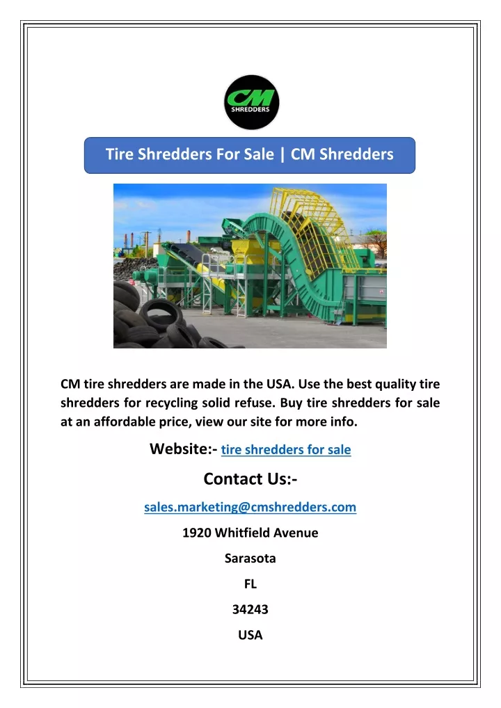 tire shredders for sale cm shredders