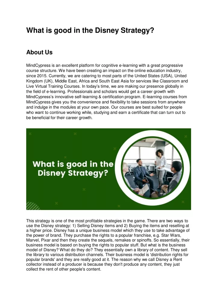 what is good in the disney strategy about us