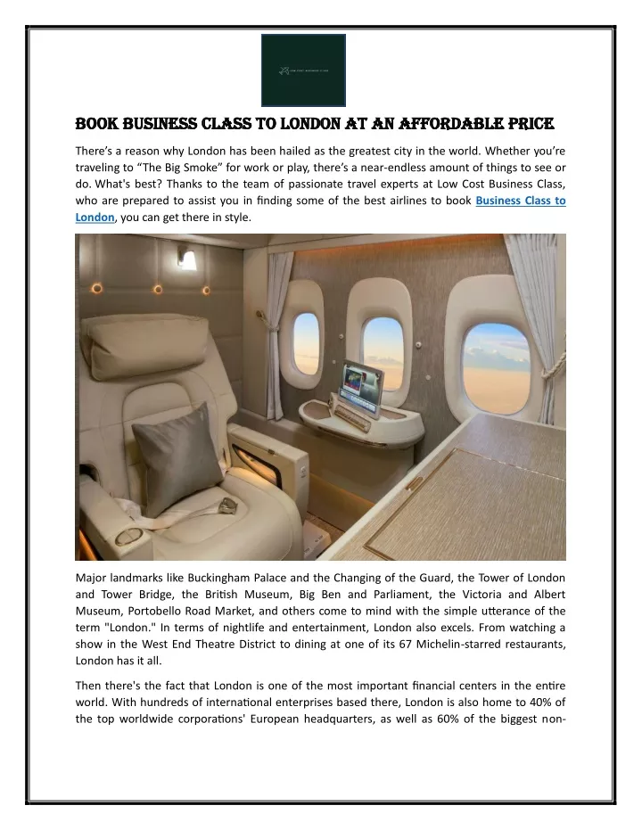 book business class to london at an affordable