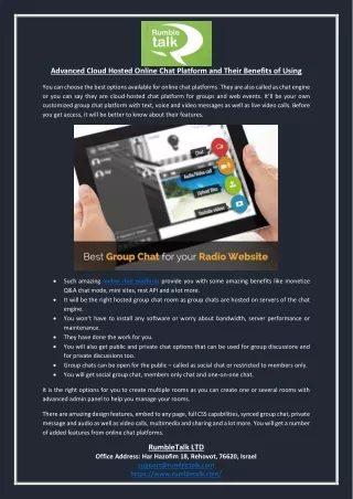 advanced cloud hosted online chat platform