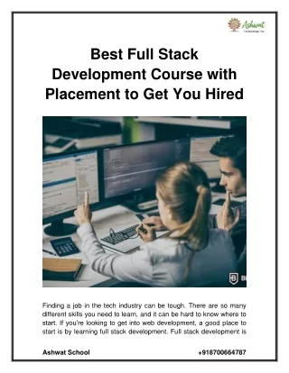 Best Full Stack Development Course with Placement to Get You Hired