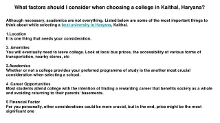 What factors should I consider when choosing a college in Kaithal, Haryana.