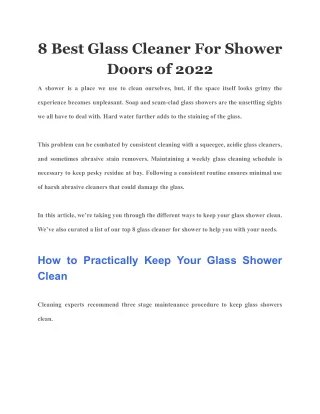 8 Best Glass Cleaner For Shower Doors of 2022
