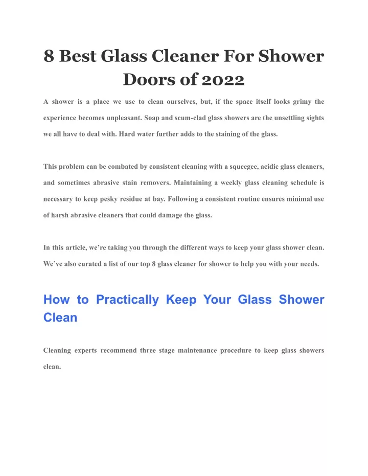 8 best glass cleaner for shower doors of 2022