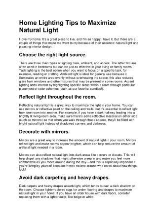 Home Lighting Tips to Maximize Natural Light