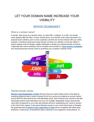 Domain Name Registration In India _ Sathya Technosoft