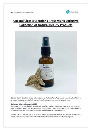 Coastal Classic Creations Presents its Exotic Collection of Natural Beauty Products