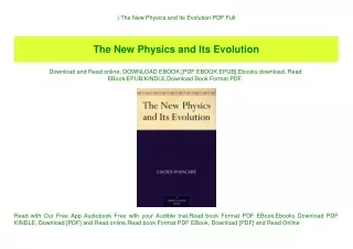 the new physics and its evolution pdf full