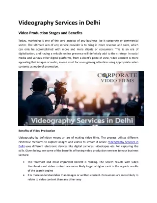 Videography Services in Delhi