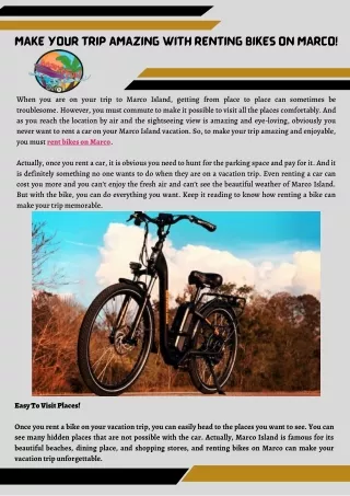 Get E-Bike Rentals on Marco Island with Marco Fun