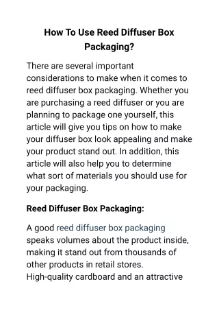 how to use reed diffuser box packaging