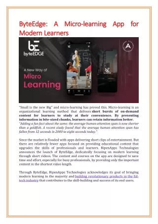 byteedge a micro byteedge a micro learning