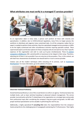 What attributes one must verify in a managed IT services provider