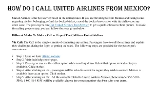 How Do I Call United Airlines from Mexico - Faresflow