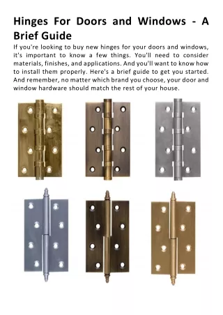 hinges for doors and windows a brief guide