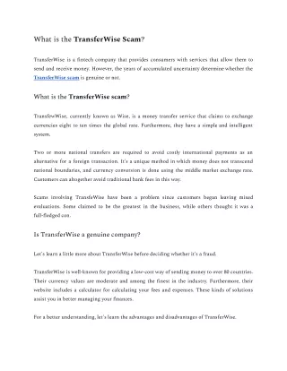 what is the transferwise scam