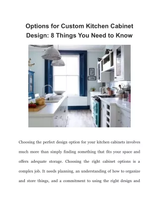 Options for Custom Kitchen Cabinet Design_ 8 Things You Need to Know