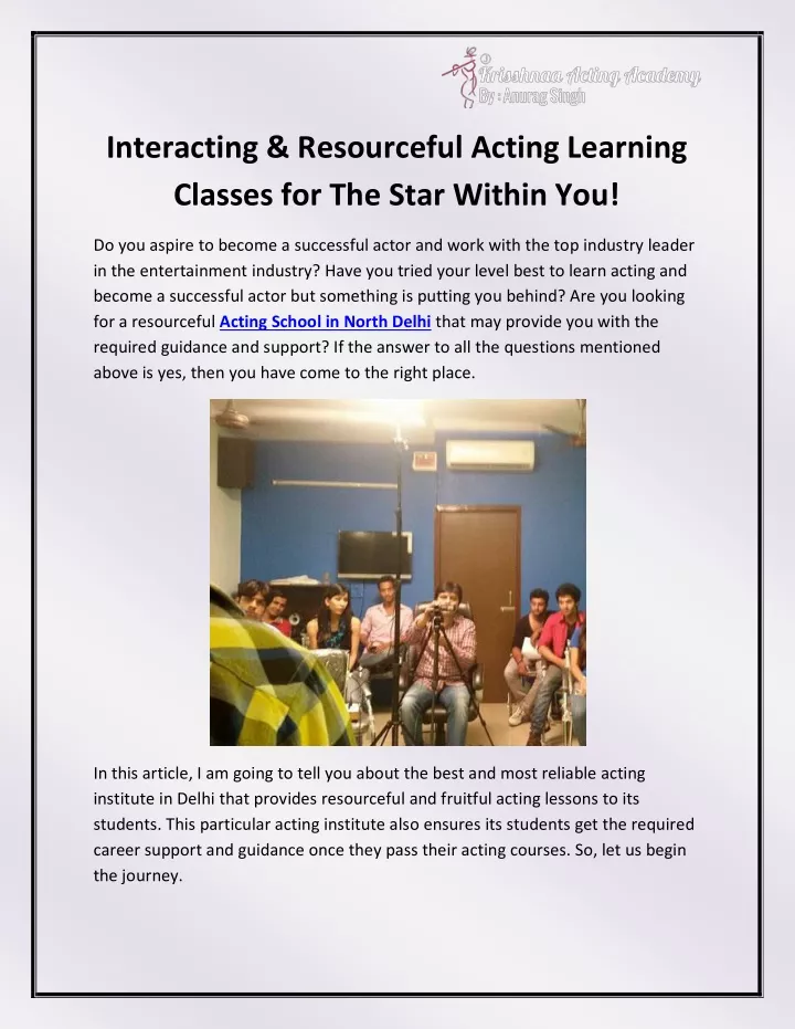 interacting resourceful acting learning classes