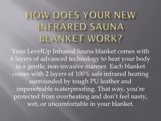 How Does Your New Infrared Sauna Blanket Work