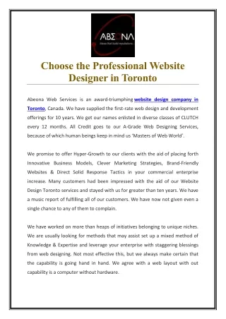 choose the professional website designer