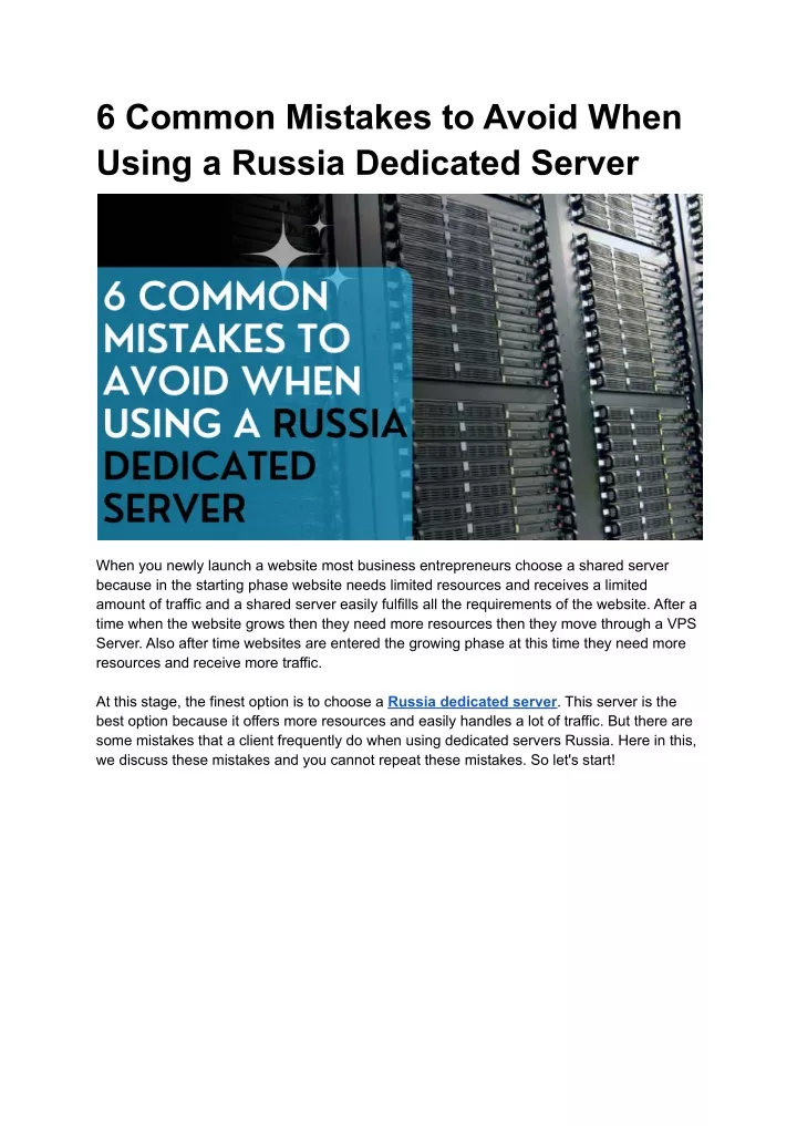 6 common mistakes to avoid when using a russia