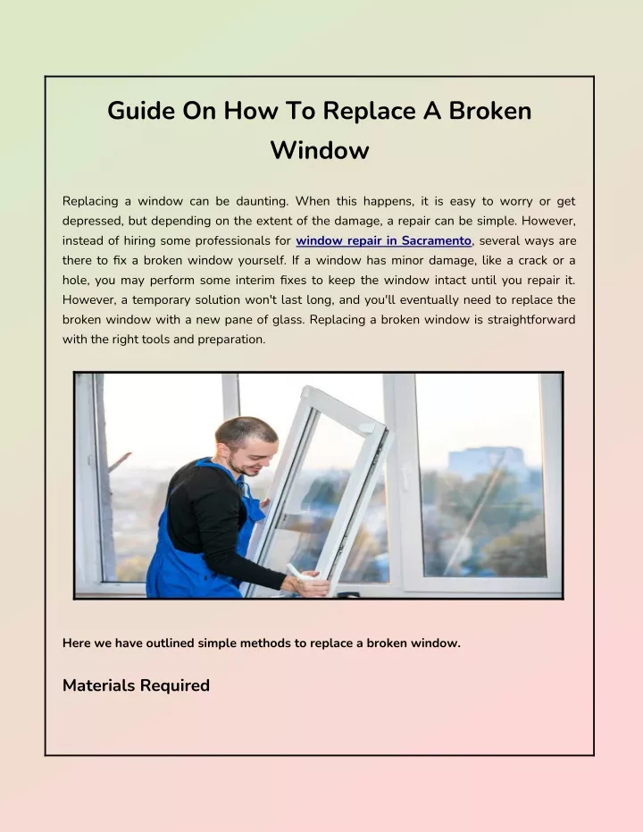 guide on how to replace a broken window