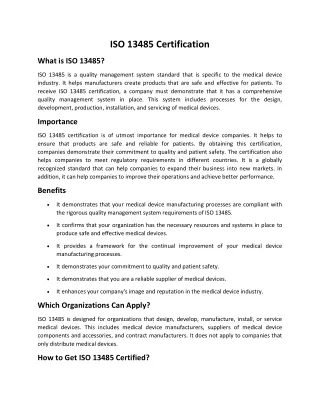 iso 13485 certification